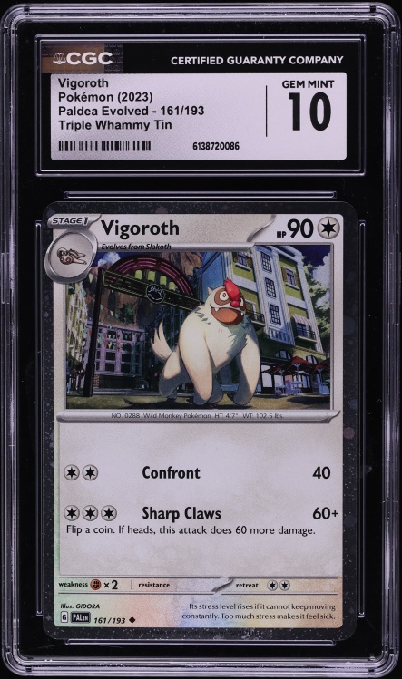 2023 Pokemon Scarlet & Violet Paldea Evolved Triple Whammy Tin Vigoroth #161 CGC 10 GEM MINT
