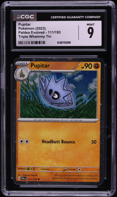 2023 Pokemon Scarlet & Violet Paldea Evolved Triple Whammy Tin Pupitar #111 CGC 9 MINT