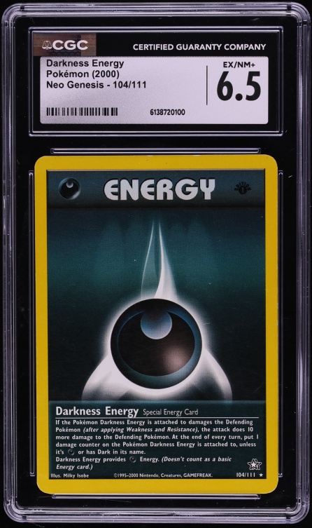 2000 Pokemon Neo Genesis Darkness Energy #104 CGC 6.5 EXMT+