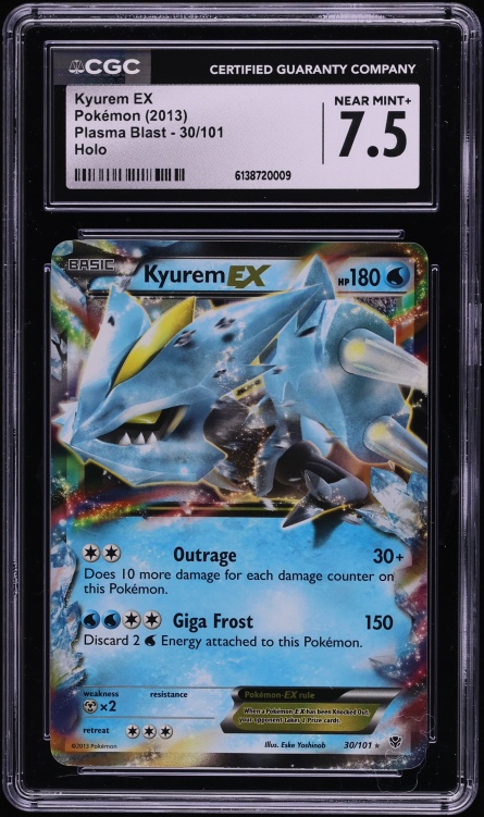 2013 Pokemon Black & White Plasma Blast Kyurem EX #30 CGC 7.5 NRMT+