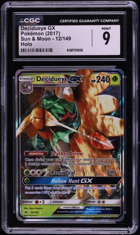 2017 Pokemon Sun & Moon Holo Decidueye GX #12 CGC 9 MINT