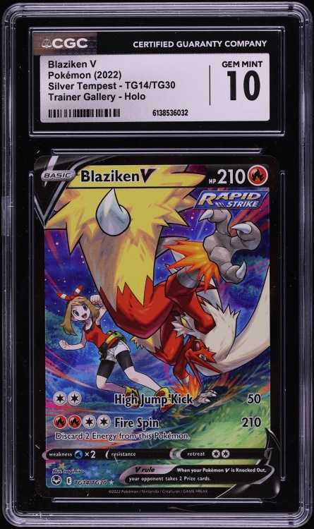 2022 Pokemon Sword & Shield Silver Tempest CHR Blaziken V #TG14 CGC 10 GEM MINT