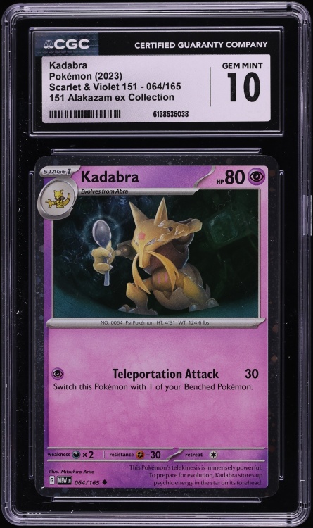 2023 Pokemon Scarlet & Violet 151 Alakazam Ex Collection Kadabra #64 CGC 10 GEM MINT