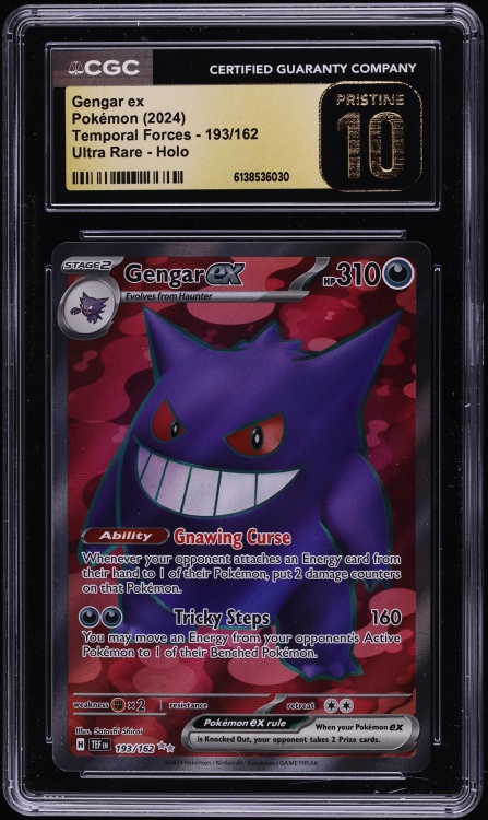 2024 Pokemon Scarlet & Violet Temporal Forces Full Art Gengar ex #193 CGC 10 PRISTINE