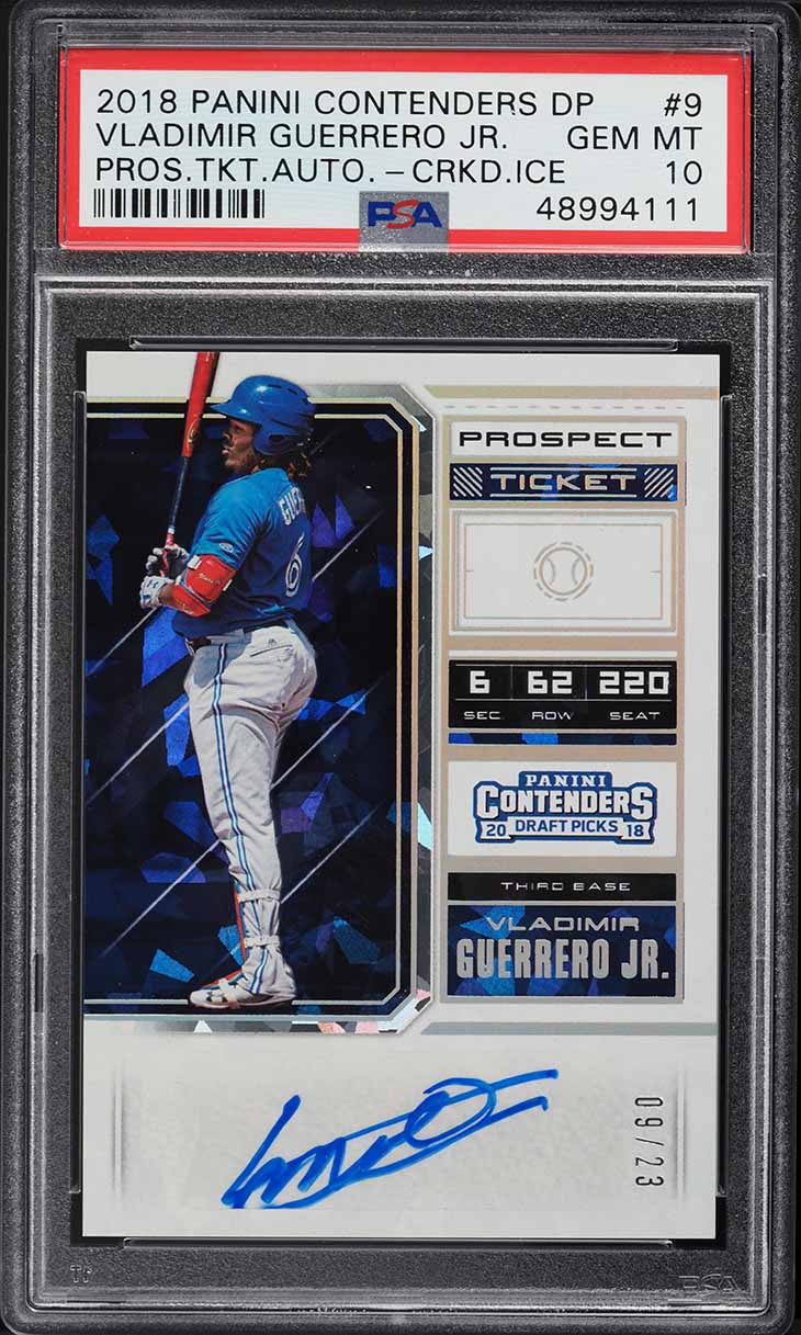 2018 Panini Contenders Cracked Ice Vladimir Guerrero Jr. ROOKIE AUTO /23 #9 PSA 10 GEM MINT