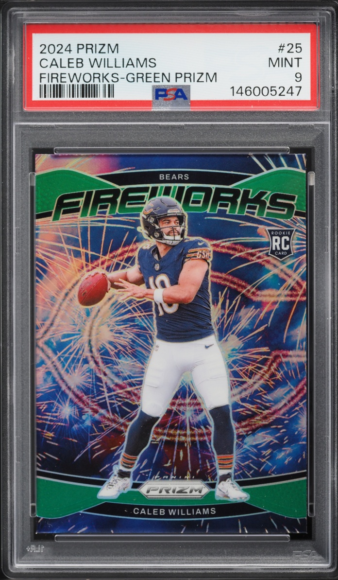2024 Panini Prizm Fireworks Green Caleb Williams ROOKIE #25 PSA 9 MINT