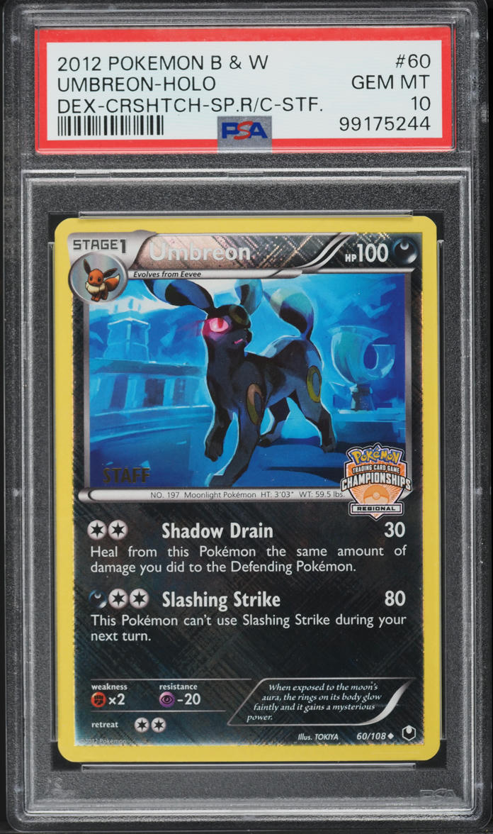 2012 Pokemon BW Dark Explorers Regional Championships Staff Holo Umbreon PSA 10