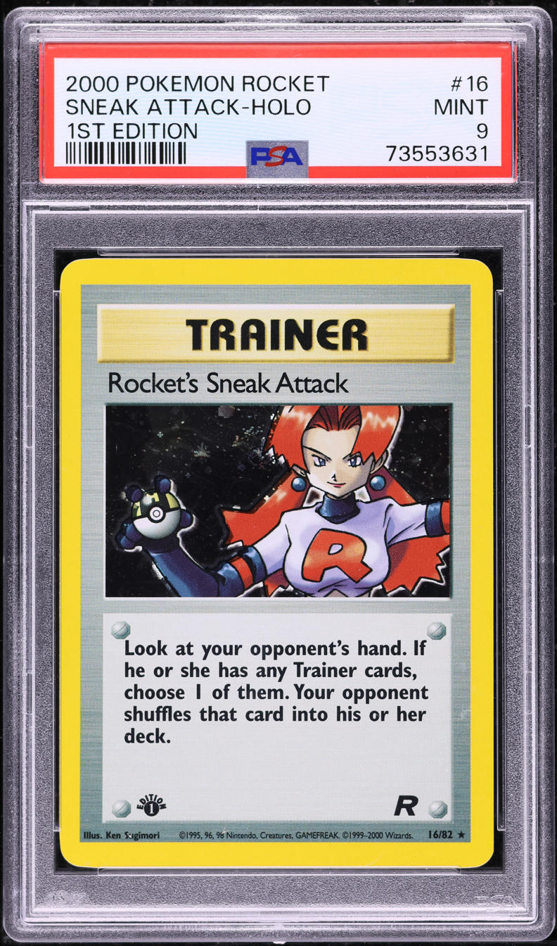 2000 Pokemon Team Rocket 1st Edition Holo Rocket's Sneak Attack #16 PSA 9 MINT