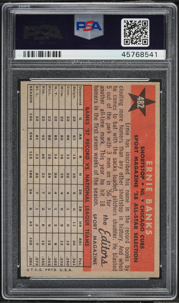 1958 Topps All Star Ernie Banks #482 PSA 4 VGEX