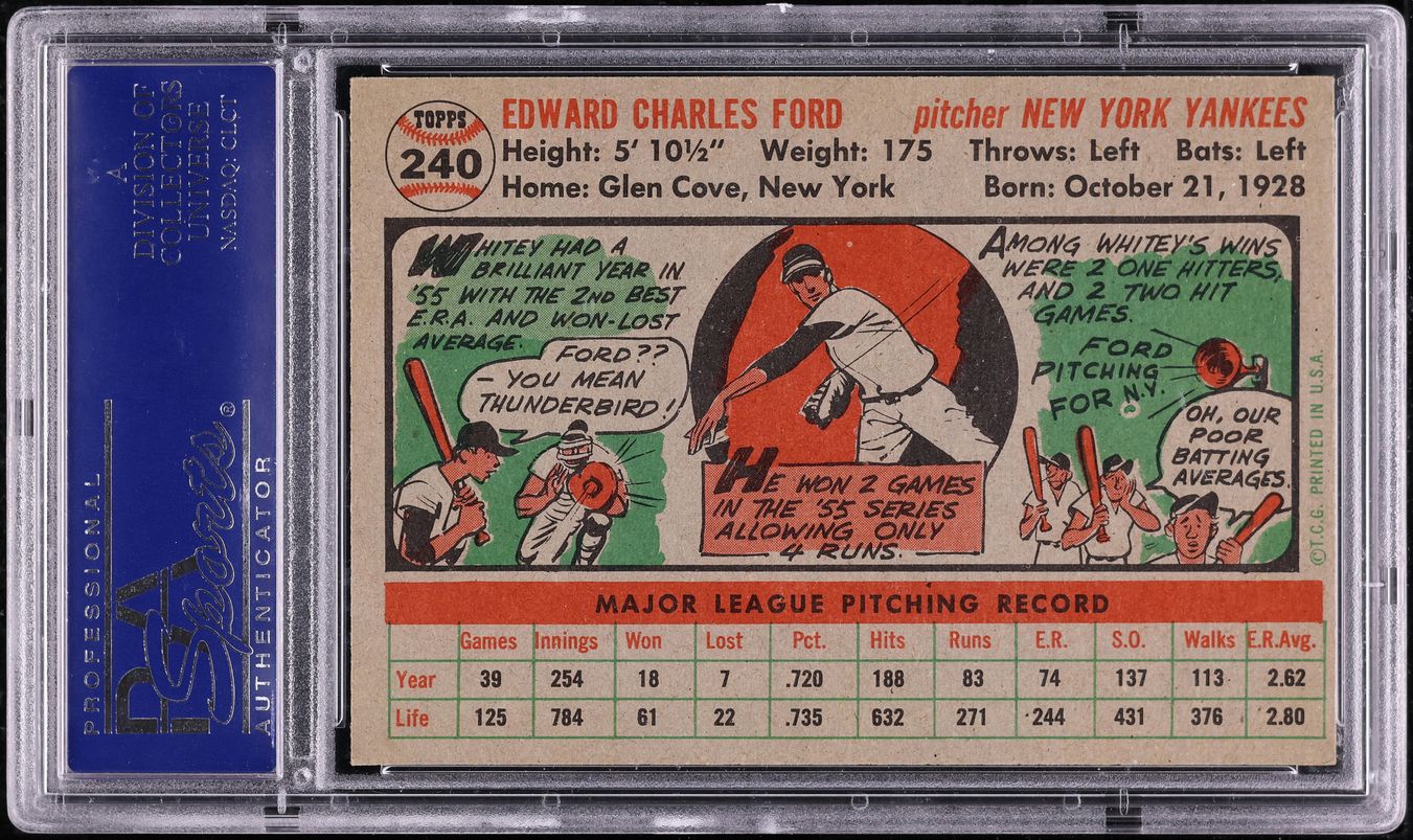 1956 Topps Whitey Ford #240 PSA 7 NRMT