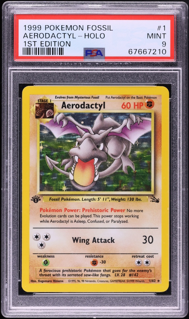 1999 Pokemon Fossil 1st Edition Holo Aerodactyl #1 PSA 9 MINT