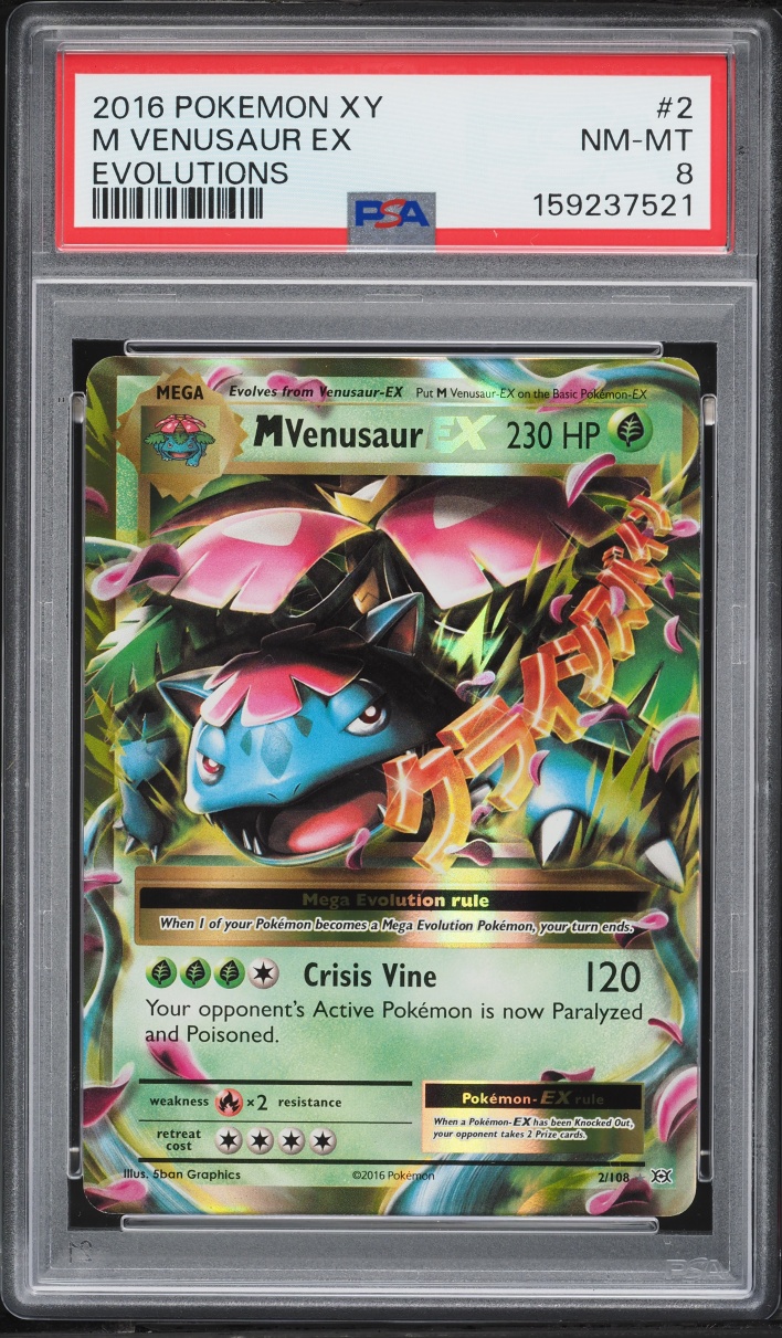2016 Pokemon XY Evolutions Holo M Venusaur EX #2 PSA 8 NM-MT