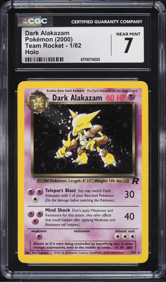 2000 Pokemon Team Rocket Holo Dark Alakazam #1 CGC 7 NRMT