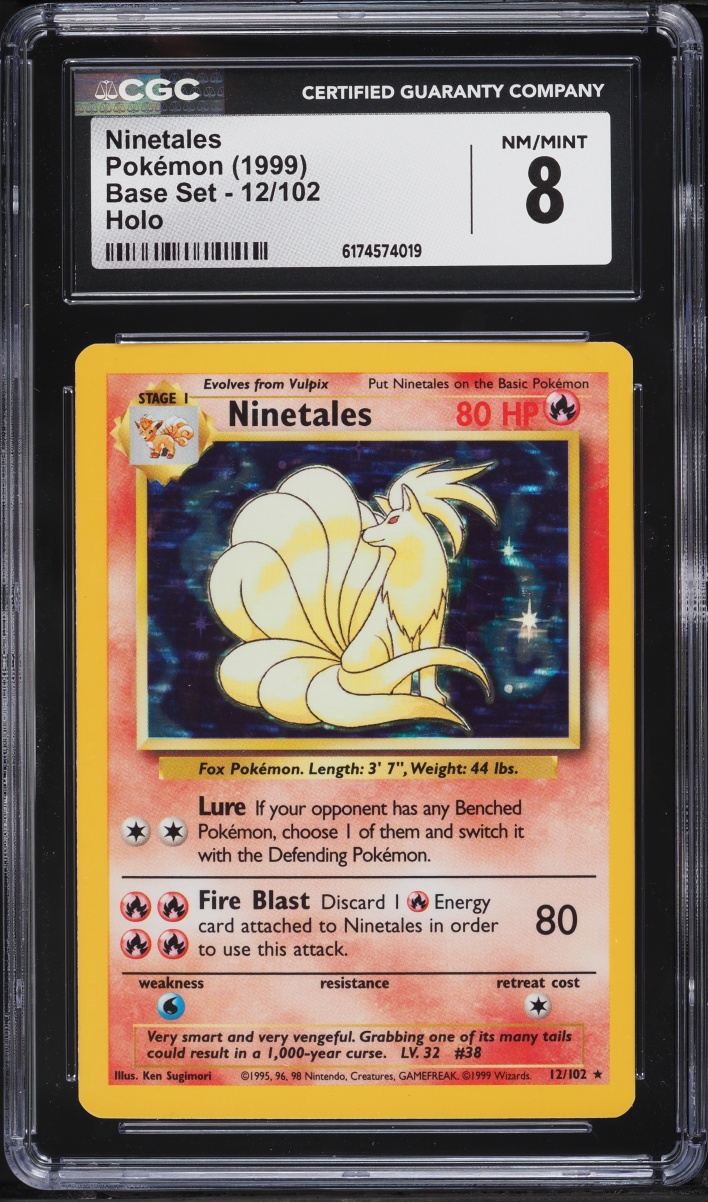 1999 Pokemon Base Set Holo Ninetales #12 CGC 8 NM-MT