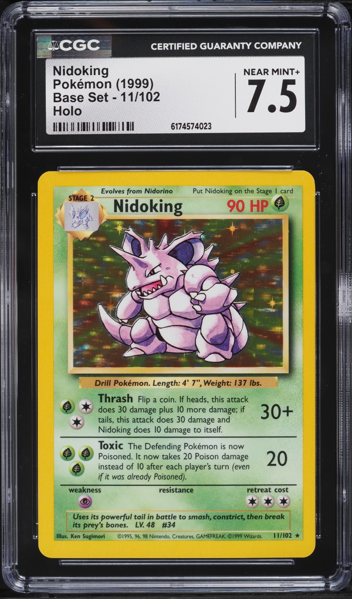 1999 Pokemon Base Set Holo Nidoking #11 CGC 7.5 NRMT+