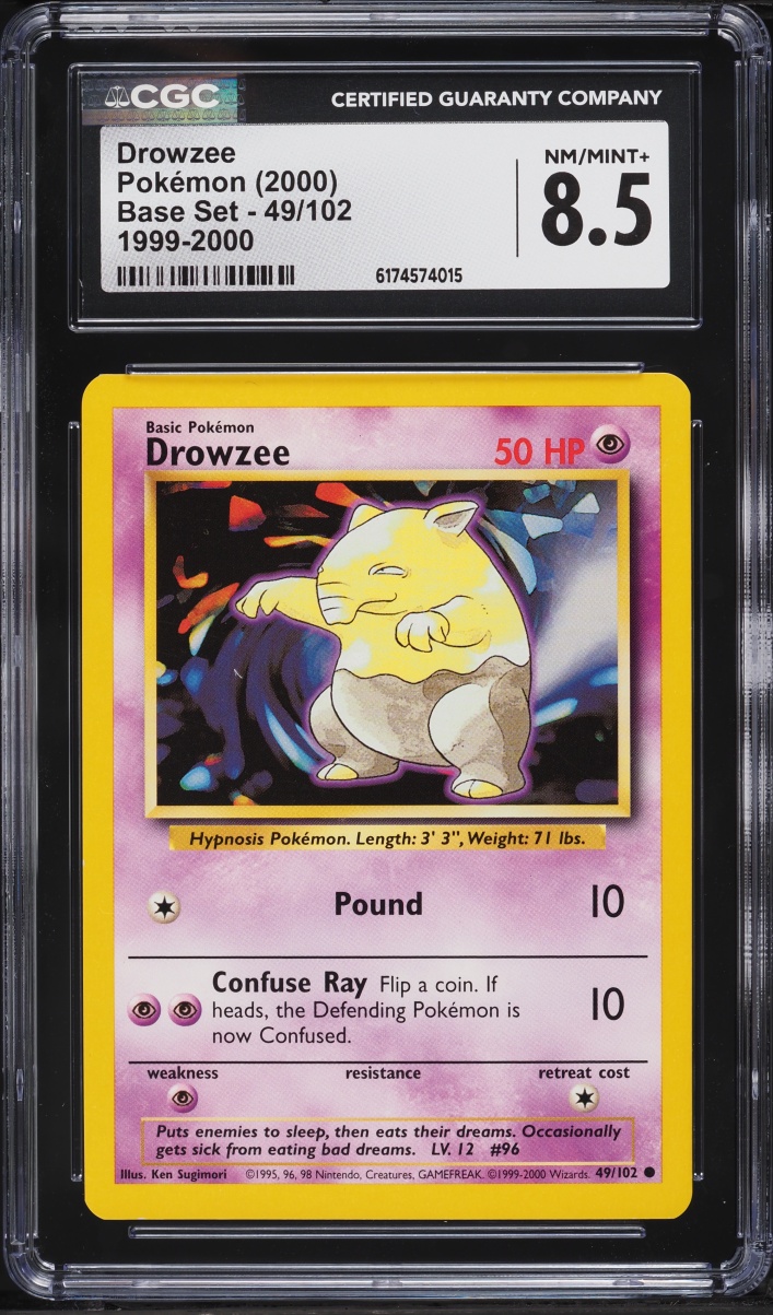 1999-2000 Pokemon Base Set Drowzee #49 CGC 8.5 NM-MT+