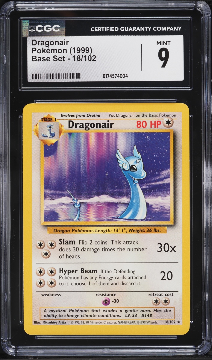 1999 Pokemon Base Set Dragonair #18 CGC 9 MINT