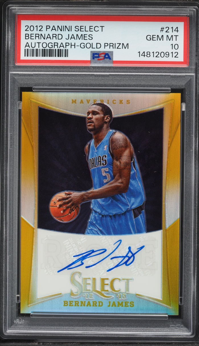 2012 Select Gold Prizm Bernard James ROOKIE AUTO 10/10 #214 PSA 10 GEM MINT