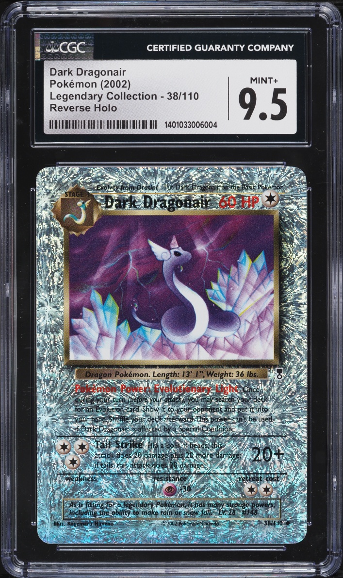 2002 Pokemon Legendary Collection Reverse Holo Dark Dragonair #38 CGC 9.5 MINT+