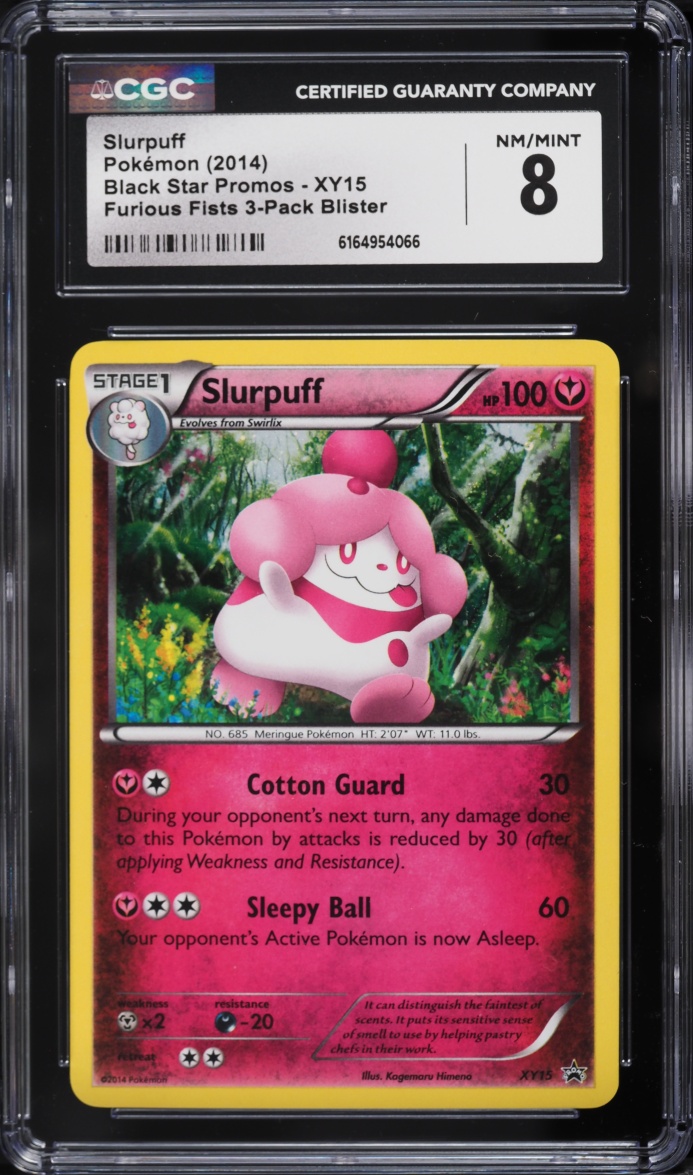 2014 Pokemon XY Black Star Promo Furious Fists 3 Pack Blister Slurpuff #XY15 CGC 8 NM-MT