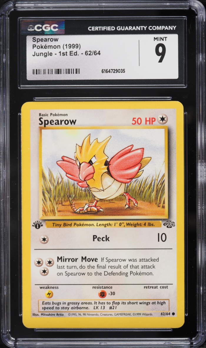 1999 Pokemon Jungle 1st Edition Spearow #62 CGC 9 MINT