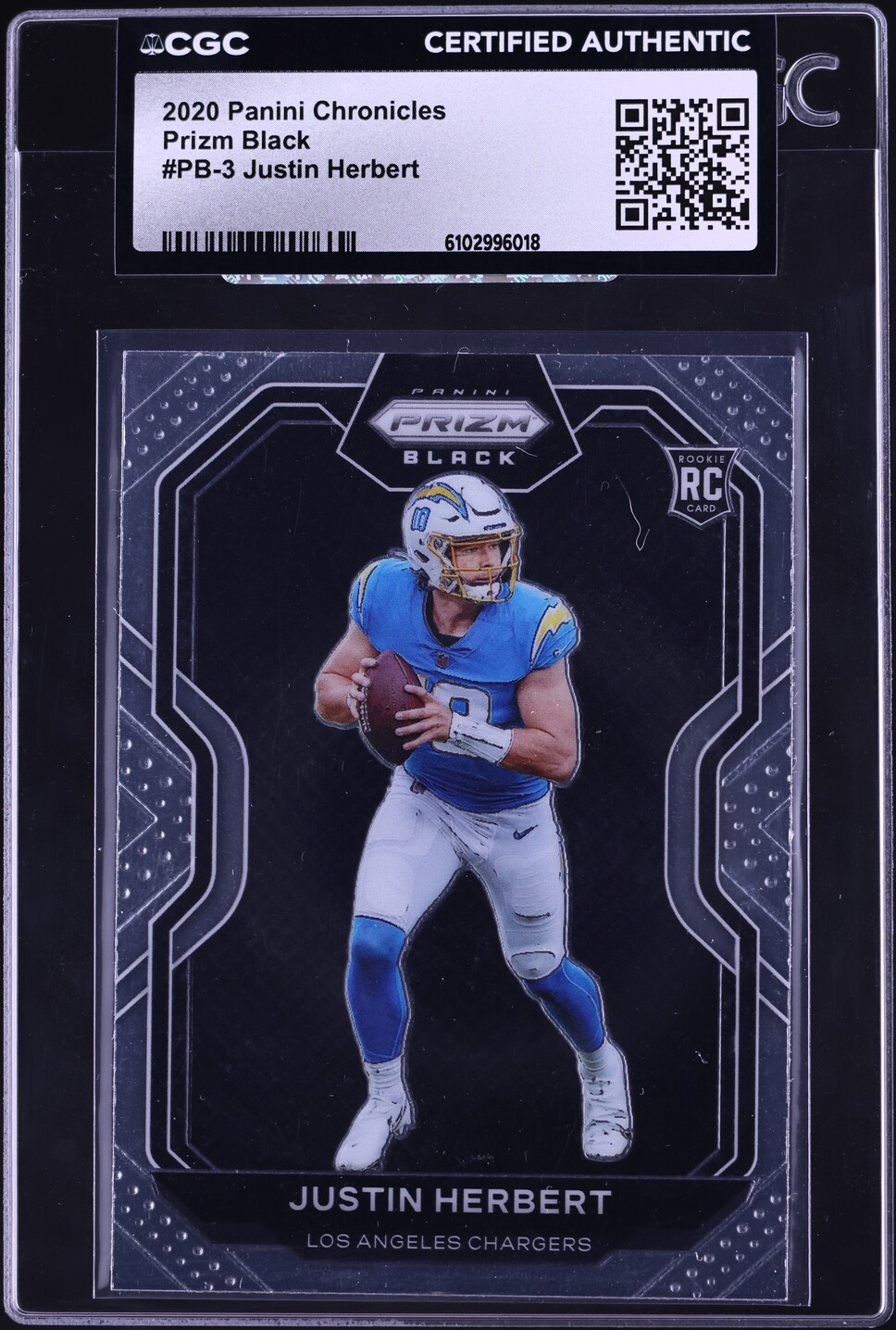 2020 Panini Chronicles Prizm Black Justin Herbert ROOKIE #PB-3 CGC AUTH