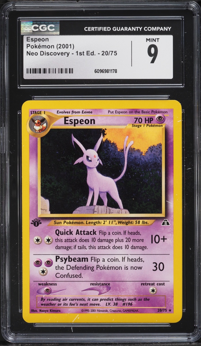 2001 Pokemon Neo Discovery 1st Edition Espeon #20 CGC 9 MINT