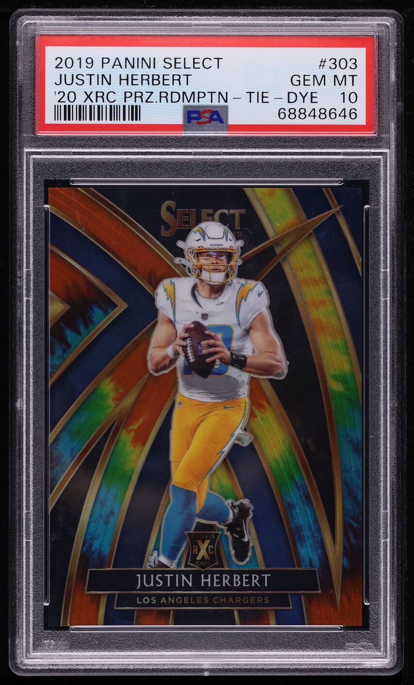 2019 Select '20 XRC Tie-Dye Prizm Justin Herbert ROOKIE /25 #303 PSA 10 GEM MINT