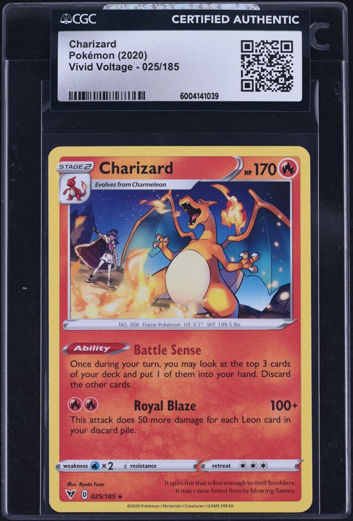 2020 Pokemon Sword & Shield Vivid Voltage Charizard #25 CGC AUTH on ...