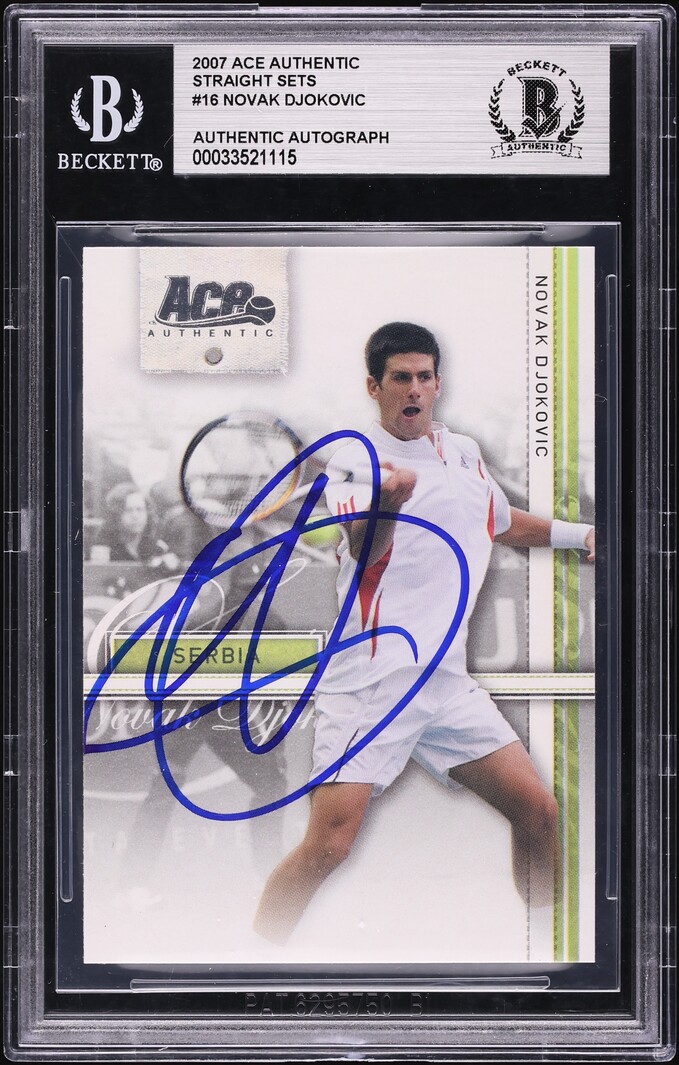 2007 Ace Authentic Straight Sets Novak Djokovic AUTO #16 BAS BGS AUTH