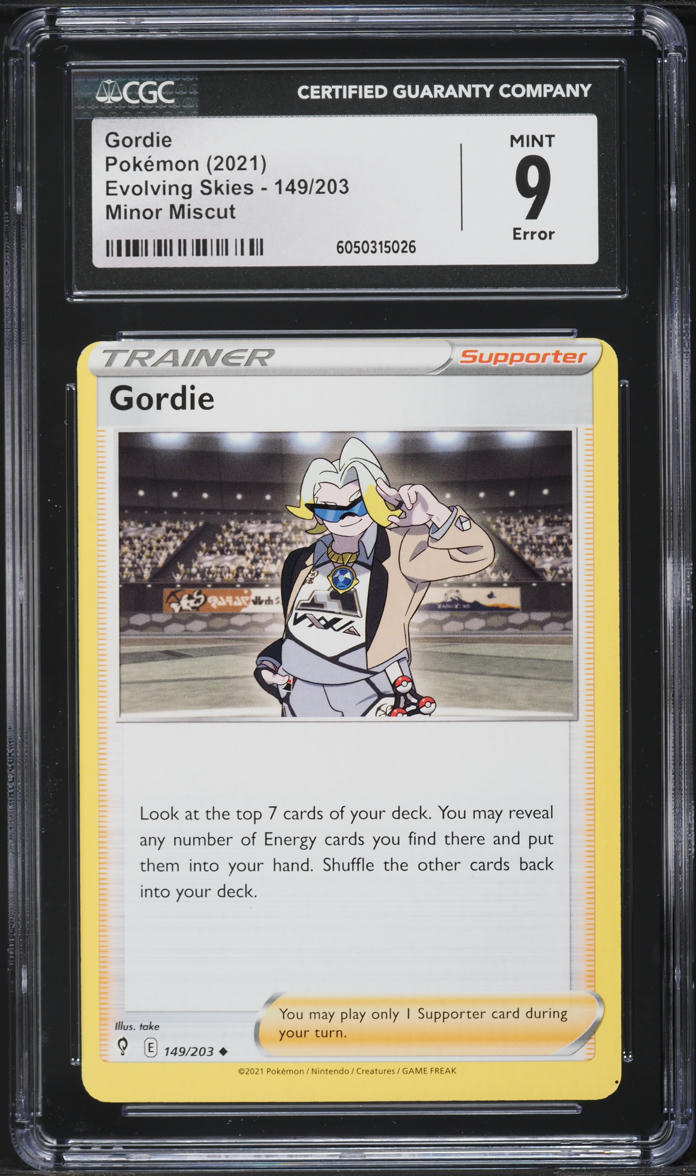 2021 Pokemon Sword & Shield Evolving Skies Minor Miscut Gordie #149 CGC 9 MINT