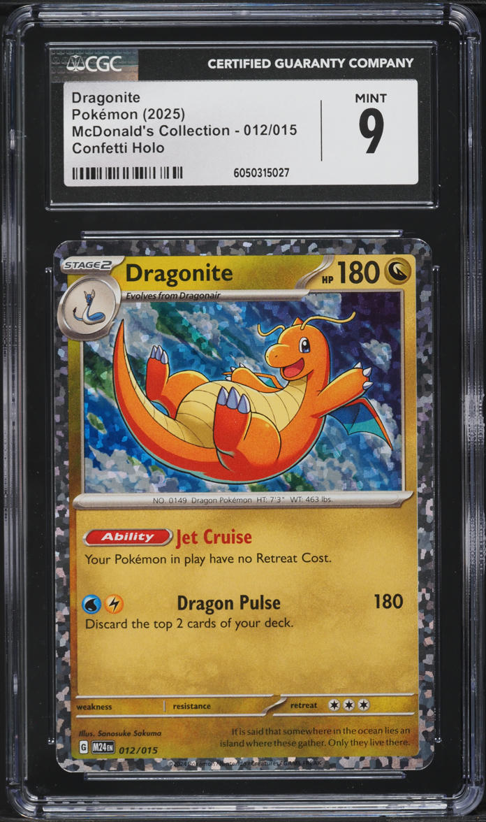 2025 Pokemon SV McDonald's Collection Confetti Holo Dragonite #12 CGC 9 MINT