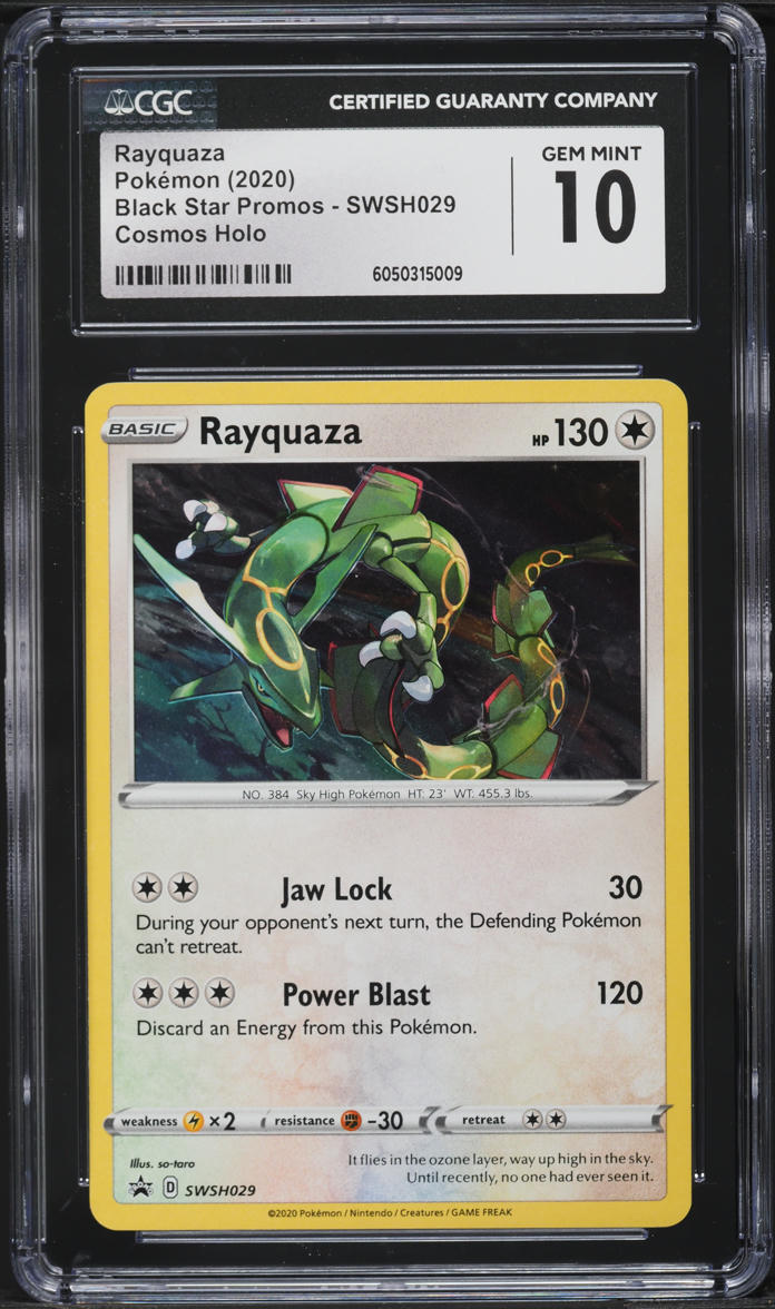 2020 Pokemon SWSH Black Star Promo Cosmos Holo Rayquaza #SWSH029 CGC 10 GEM MINT