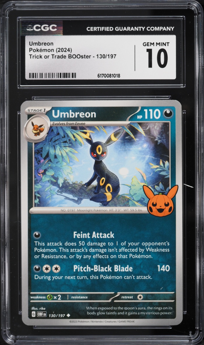 2024 Pokemon Scarlet & Violet Trick Or Trade BOOster Umbreon #130 CGC 10 GEM MINT