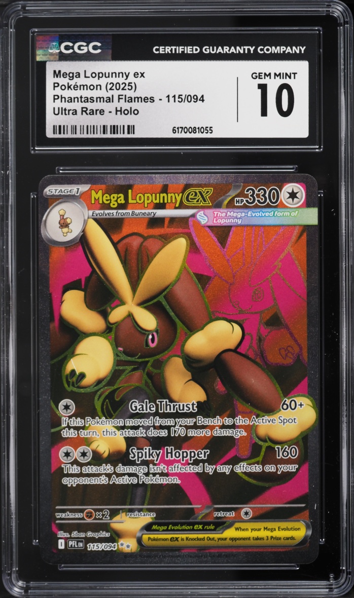 2025 Pokemon Mega Evolution Phantasmal Flames Full Art Mega Lopunny ex #115 CGC 10 GEM MINT