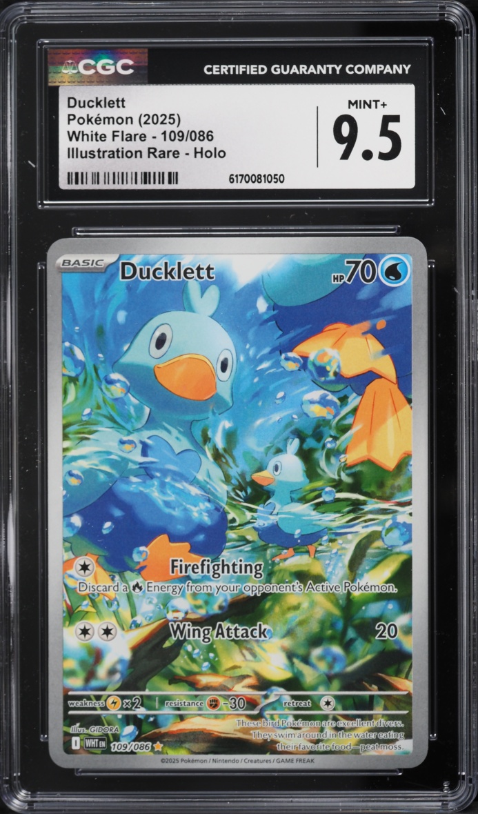 2025 Pokemon Scarlet & Violet White Flare IR Ducklett #109 CGC 9.5 MINT+