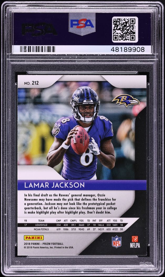 2018 Panini Prizm Lamar Jackson ROOKIE #212 PSA 9 MINT
