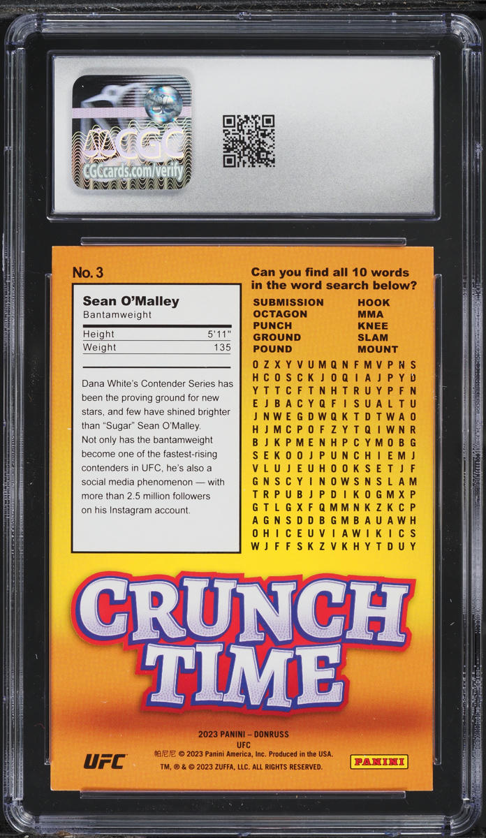 2023 Donruss UFC Crunch Time Sean O'Malley #3 CGC 10 GEM MINT