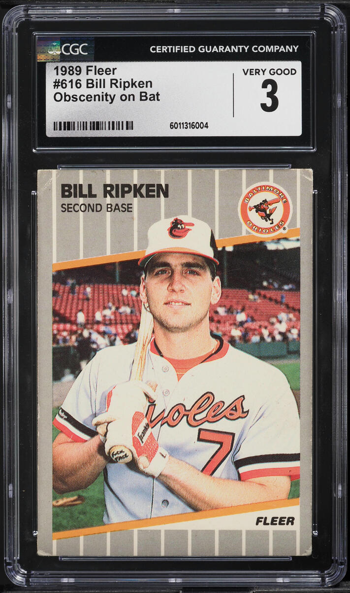 1989 Fleer Bill Ripken ROOKIE, FF ERROR #616 CGC 3 VG