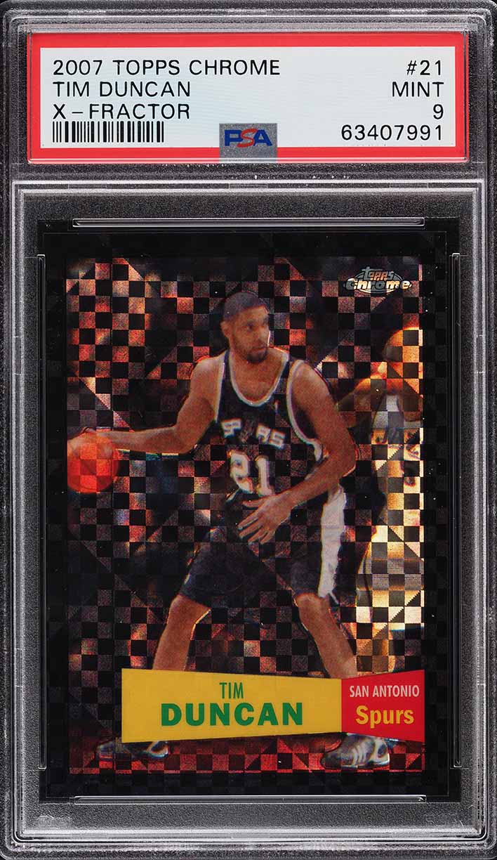 2007 Topps Chrome '57 Variation Xfractor Tim Duncan /50 #21 PSA 9 MINT - Photo 1