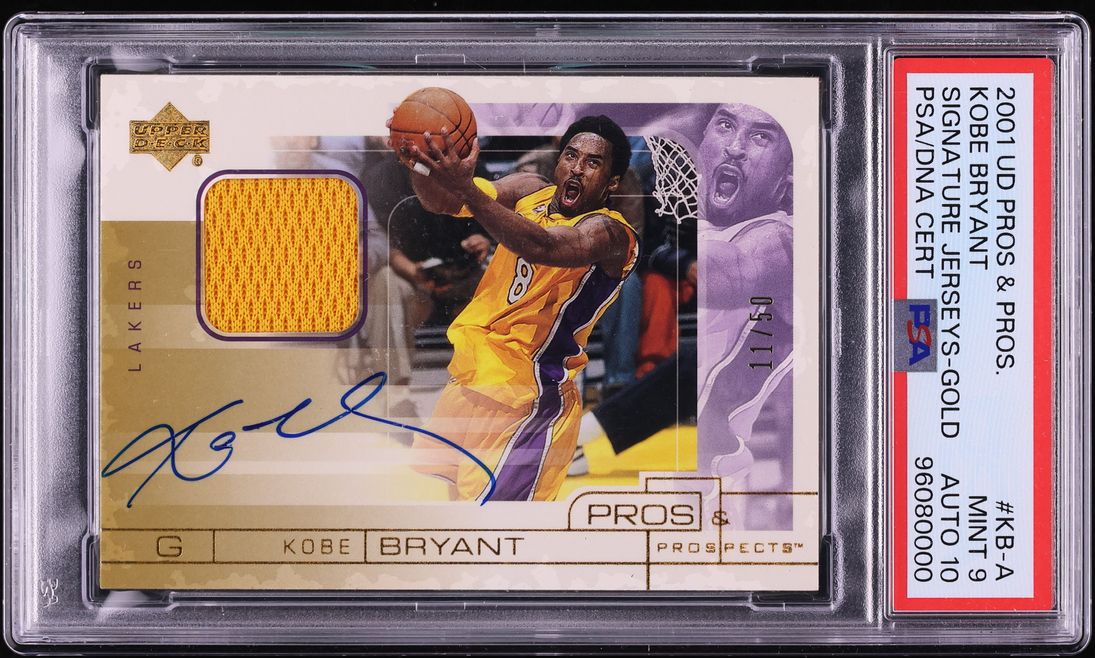 2001 Upper Deck Pros & Prospects Gold Kobe Bryant PATCH AUTO DNA 10 /50 #KB-A PSA 9 MINT - Photo 1