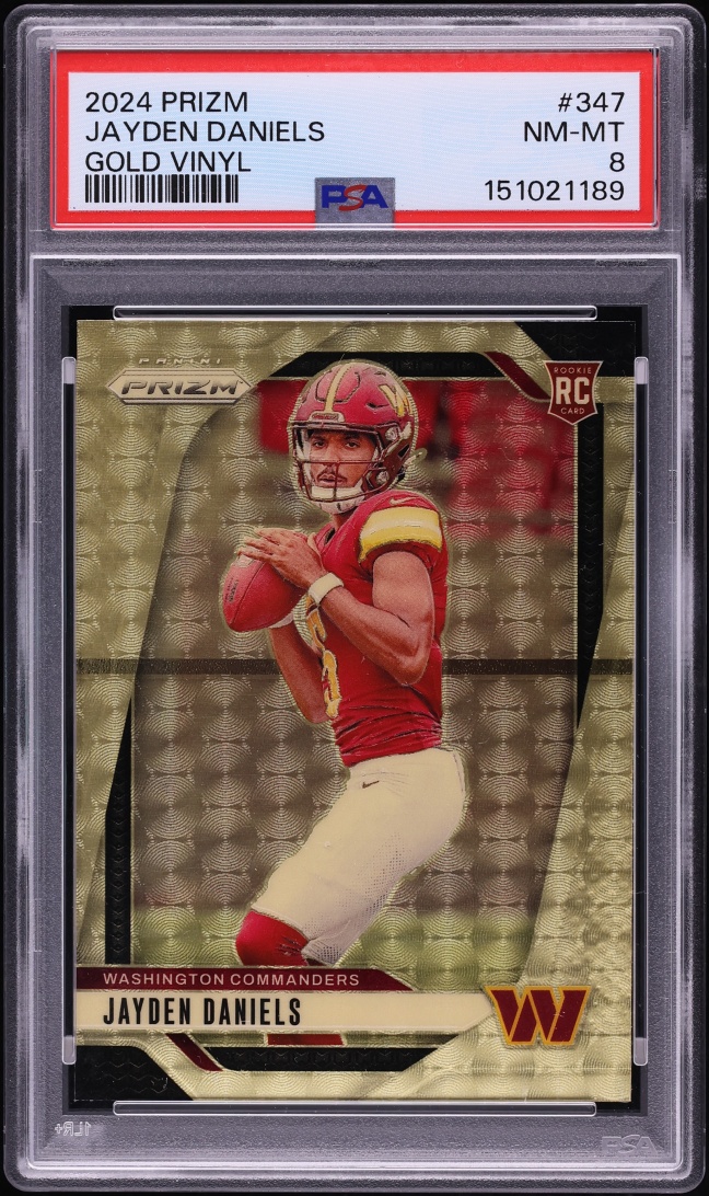 2024 Panini Prizm Gold Vinyl Jayden Daniels ROOKIE 5/5 #347 PSA 8 NM-MT - Photo 1
