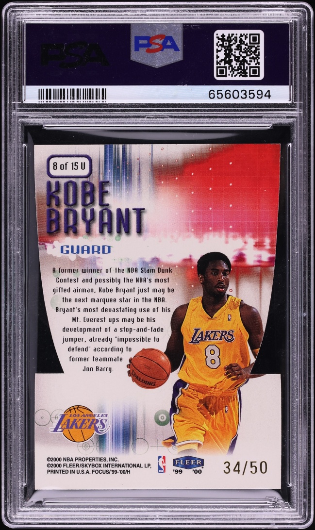 1999 Fleer Focus Soar Subjects Vivid Die-Cut Kobe Bryant /50 #8 PSA 6 EXMT - Photo 2