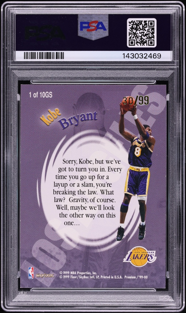 1999 Skybox Premium More Good Stuff Kobe Bryant /99 #1 PSA 8 NM-MT - Photo 2
