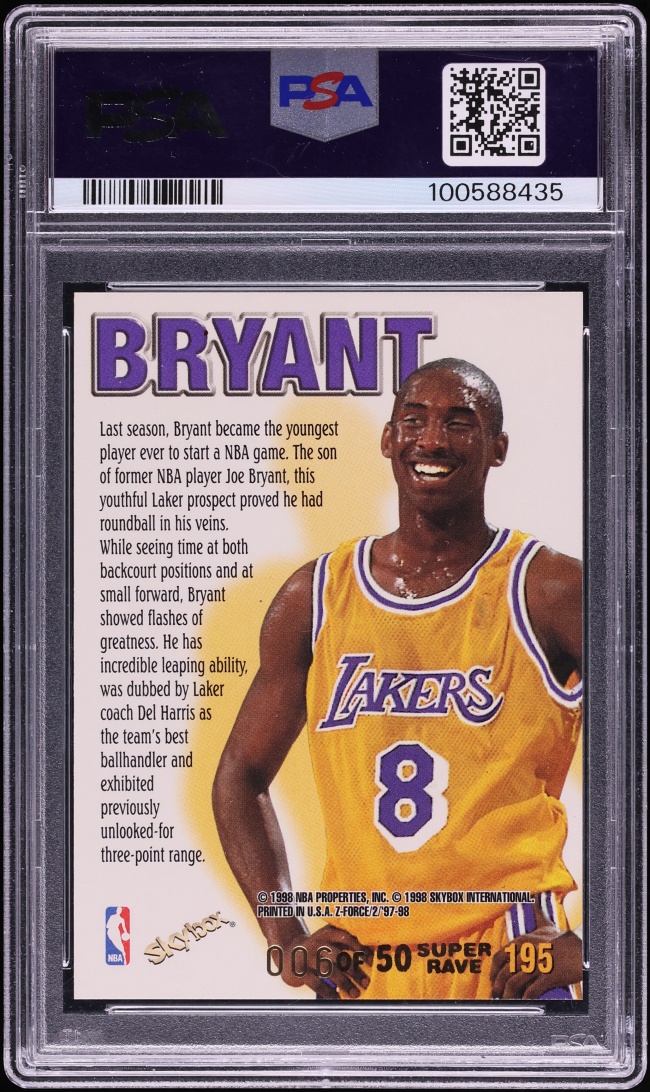 1997 Skybox Z-Force Super Rave Kobe Bryant /50 #195 PSA 6 EXMT - Photo 2