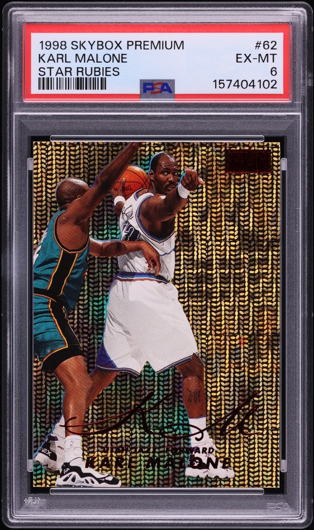 1998 Skybox Premium Star Rubies Karl Malone /50 #62 PSA 6 EXMT - Photo 1
