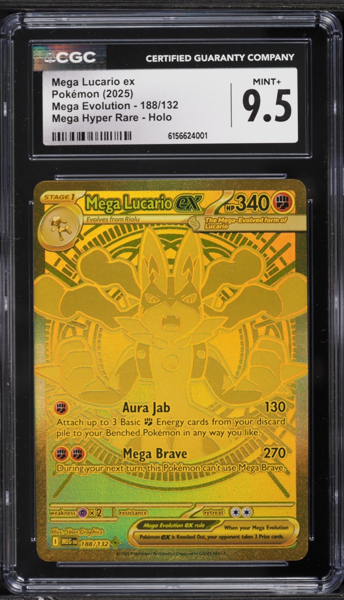 2025 Pokemon Mega Evolution MHR Mega Lucario EX #188 CGC 9.5 MINT+