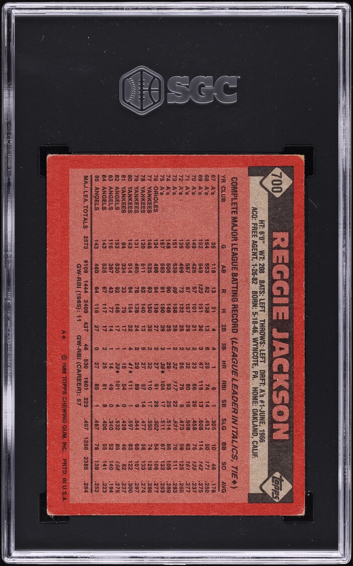 1986 Topps Reggie Jackson #700 SGC 4 VGEX