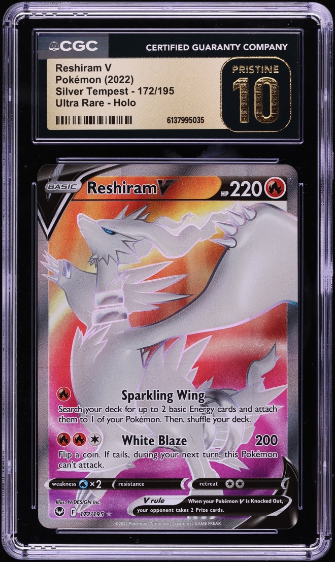 2022 Pokemon Sword & Shield Silver Tempest Full Art Reshiram V #172 CGC 10 PRISTINE