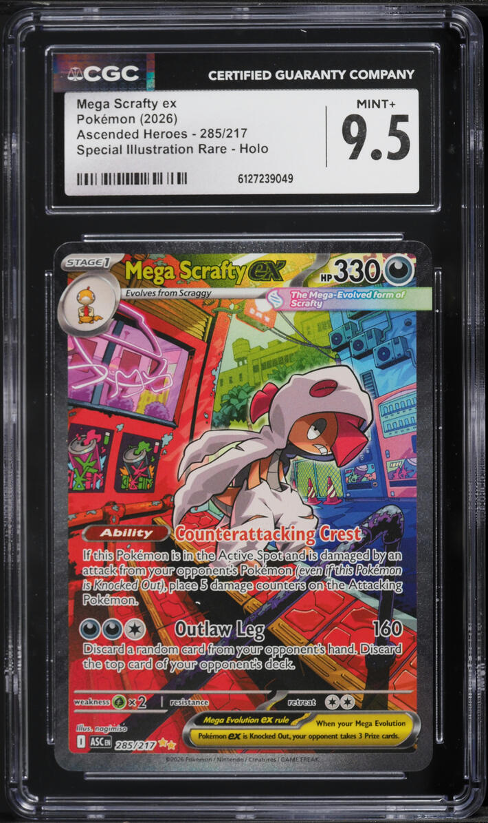 2026 Pokemon Mega Ascended Heroes SIR Mega Scrafty ex #285 CGC 9.5 MINT+